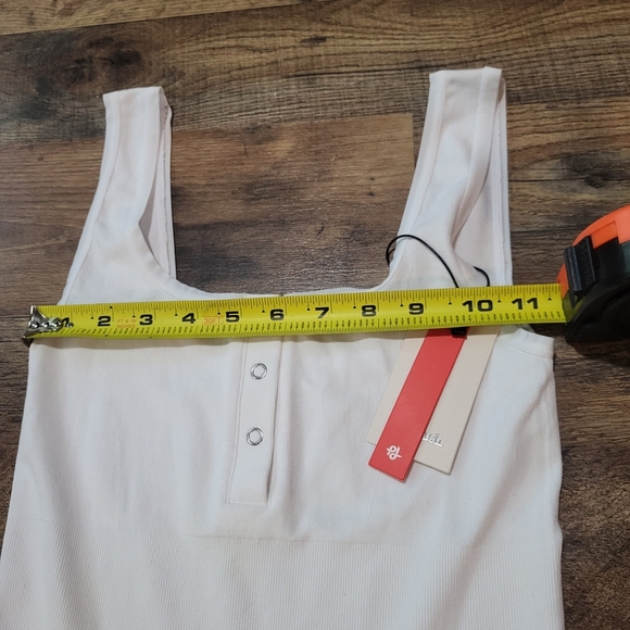 Popilush White Button Down Sleeveless Tummy Control Tank Top Bodysuit Size XS/S - Picture 9 of 11